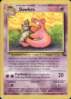 Slowbro 43/62 Uncommon Fossil Pokemon Unlimited Heavily Played - Image 1