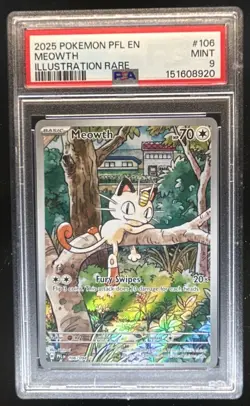 2025 Pokemon Phantasmal Flames Meowth Illustration Rare #106/094 PSA 9 - Image 1