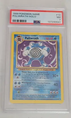 Pokemon TCG Base Set Poliwrath Holo Rare #13/102 PSA 7 1999 - Image 1
