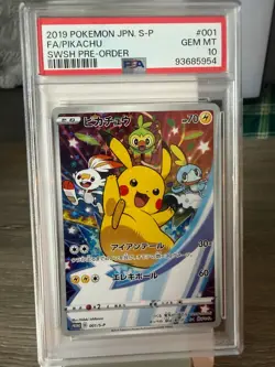 2019 Pokemon Japanese S-P SWSH Pre-Order #001 FA Pikachu PSA 10 GEM MINT - Image 1