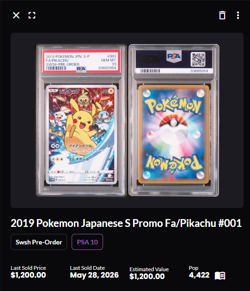 2019 Pokemon Japanese S-P SWSH Pre-Order #001 FA Pikachu PSA 10 GEM MINT - Image 2