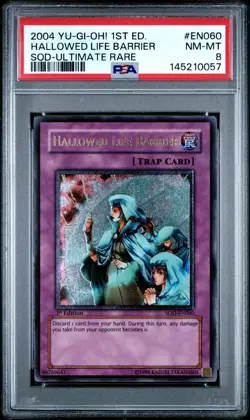 ULTIMATE RARE SOD-EN060 HALLOWED LIFE BARRIER PSA 8 1ST EDITION - 2004 YU-GI-OH! - Image 1