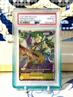 2025 ONE PIECE PROMOS ONE PIECE DAY DALLAS #113 RORONOA ZORO PSA 10 ✅ - Image 1