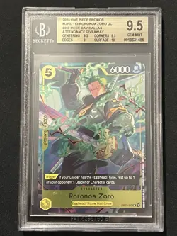 2025 ONE PIECE OP07-113 RORONOA ZORO ONE PIECE DAY DALLAS PROMO ENGLISH BGS 9.5 - Image 1