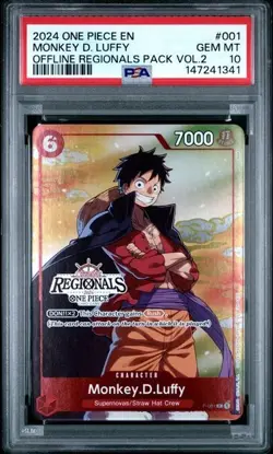 ONE PIECE MONKEY D. LUFFY 2024 OFFLINE REGIONALS PACK 2024 VOL.2 #001 PSA 10 - Image 1