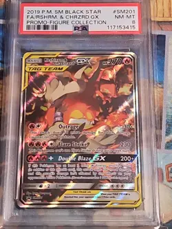 Pokemon Sun & Moon Black Star Promo PSA 8 Reshiram & Charizard GX ALT ART SM201 - Image 1