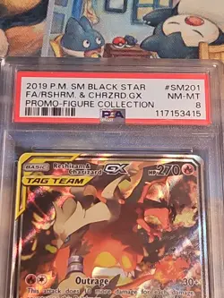 Pokemon Sun & Moon Black Star Promo PSA 8 Reshiram & Charizard GX ALT ART SM201 - Image 2
