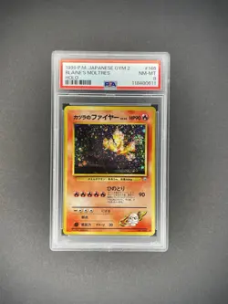 POKEMON GYM HEROES HOLO #1 BLAINE'S MOLTRES PSA 8 with Swirl - Image 1