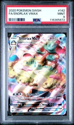 PSA 9 SNORLAX VMAX 142 SWORD & SHIELD BASE POKEMON MINT - Image 1