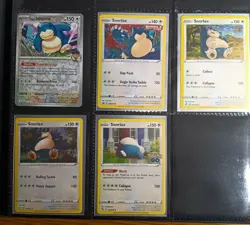 Lot Of 5 holo Snorlax Pokemon Cards In Sleeves - Image 1