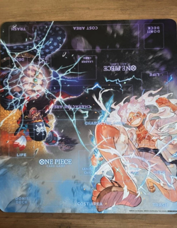 One Piece Card Game Official 2 Player Playmat Luffy vs Blackbeard Bandai TCG - Image 1