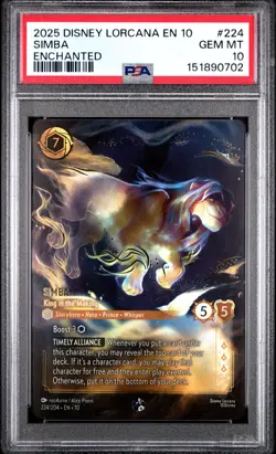 Disney Lorcana Simba Enchanted En 10 #224 PSA 10 Gem Mint - Image 1
