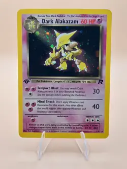 Dark Alakazam Holo Rare Team Rocket 1st Edition 1/82 Pokemon Card - 1999 SWIRL - Image 1