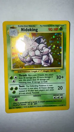 Nidoking 011/102 Base Set Unlimited Holo Ultra Rare 1999 MP Pokemon TCG Card - Image 2