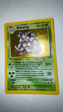 Nidoking 011/102 Base Set Unlimited Holo Ultra Rare 1999 MP Pokemon TCG Card - Image 3