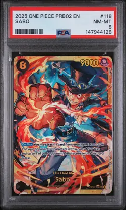 2025 ONE PIECE PRB02-PREMIUM BOOSTER -ONE PIECE CARD THE BEST- VOL.2 SABO PSA 8 - Image 1