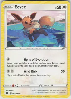 Pokemon Eevee Common Shining Fates 052/072 NM - Image 1