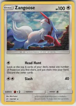 Pokemon Zangoose Holo Rare SM - Team Up 132/181 NM - Image 1