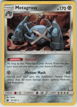 Pokemon Metagross Holo Rare SM - Celestial Storm 95/168 NM - Image 1