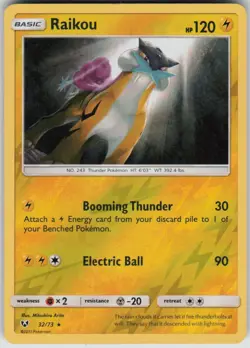 Pokemon Raikou Holo Rare Shining Legends 32/73 NM - Image 1