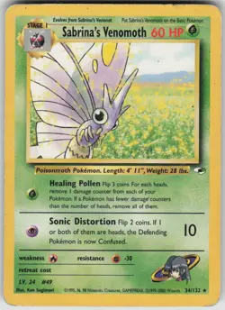 Pokemon Sabrina's Venomoth Rare Gym Heroes 034/132 MP - Image 1