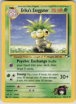 Pokemon Erika's Exeggutor Uncommon Gym Heroes 044/132 LP - Image 1