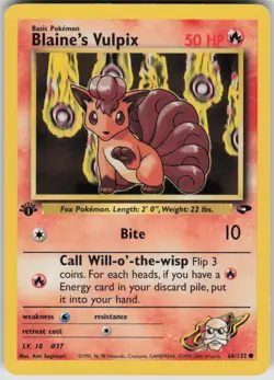 Pokemon Blaine's Vulpix Common Gym Challenge 066/132 LP - Image 1