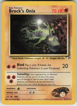 Pokemon Brock's Onix (21) Rare Gym Heroes 021/132 HP - Image 1