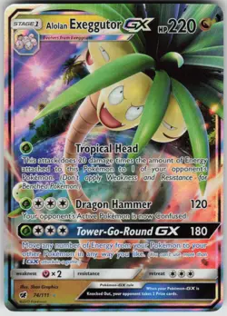 Pokemon Alolan Exeggutor GX Ultra Rare SM - Crimson Invasion 74/111 NM - Image 1