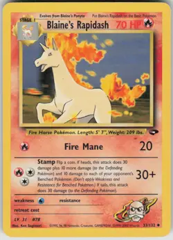 Pokemon Blaine's Rapidash Uncommon Gym Challenge 033/132 MP - Image 1