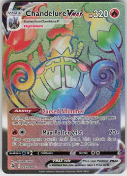 Pokemon Chandelure VMAX (Secret) Secret Rare SWSH08: Fusion Strike 265/264 NM - Image 1