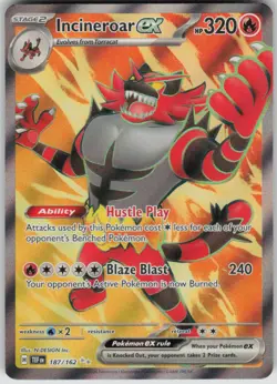 Pokemon Incineroar ex Ultra Rare SV05: Temporal Forces 187/162 NM - Image 1