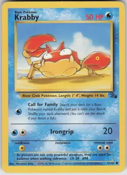 Pokemon Krabby Common Fossil 51/62 LP - Image 1