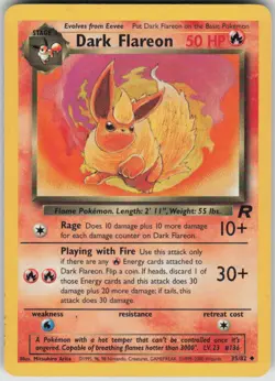 Pokemon Dark Flareon Uncommon Team Rocket 35/82 LP - Image 1