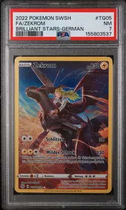 2022 POKEMON SWORD & SHIELD BRILLIANT STARS GERMAN #TG05 FULL ART/ZEKROM PSA 7 - Image 1