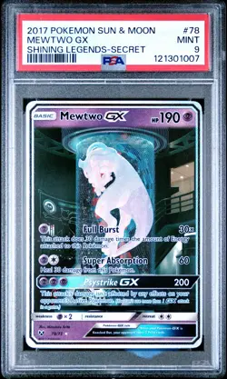 2017 POKEMON SUN & MOON SHINING LEGENDS SECRET #78 MEWTWO GX PSA 9 - Image 1