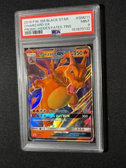 2019 POKEMON SM BLACK STAR PROMO HIDDEN FATES TINS #SM211 CHARIZARD GX PSA 9 - Image 1