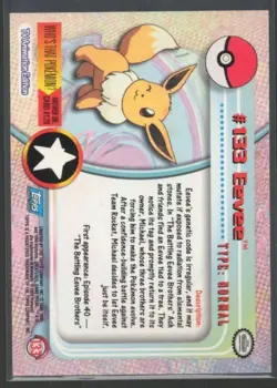 2000 Topps Pokemon TV Animation Edition Series 3 Non Holo#133Eevee Blue Label - Image 2
