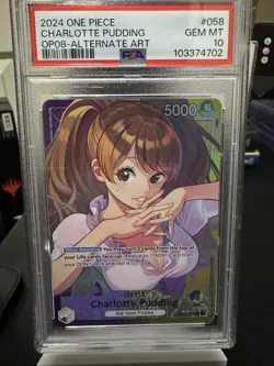 One Piece TCG Charlotte Pudding OP08-058 Leader Alternative Card PSA 10 - Image 1