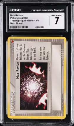 2007 POKEMON TRADING FIGURE GAME NEXT QUEST #3/8 MAX REVIVE CGC 7 - Image 1
