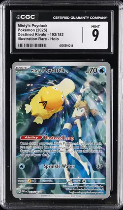 2025 POKEMON DESTINED RIVALS ILLUSTRATION RARE HOLO #193 MISTY'S PSYDUCK CGC 9 - Image 1