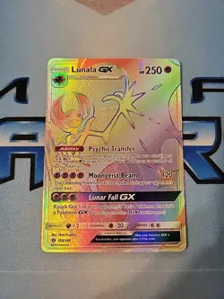 Pokemon Lunala GX Full Art Holo Card 153/149 Sun & Moon Rainbow Secret Rare - Image 1