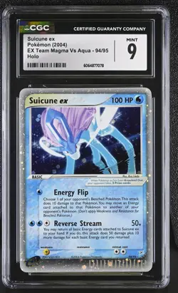 CGC 9 MINT Suicune ex 2004 EX Team Magma Vs Aqua 94/95 Holo Pokemon Card - Image 1