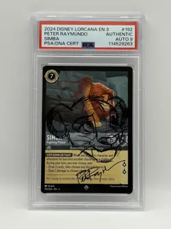Peter Raymundo Signed Autographed Simba Disney Lorcana Card PSA 9 AUTO SKETCH - Image 1