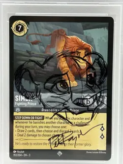 Peter Raymundo Signed Autographed Simba Disney Lorcana Card PSA 9 AUTO SKETCH - Image 2