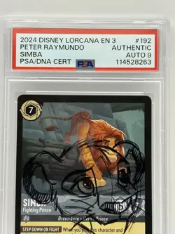 Peter Raymundo Signed Autographed Simba Disney Lorcana Card PSA 9 AUTO SKETCH - Image 3