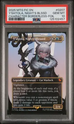 2025 MTG FINAL FANTASY COMMANDER BORDERLESS Y'SHTOLA NIGHT'S BLESSED PSA 10 - Image 1