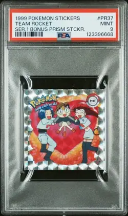 1999 Pokemon Stickers Series 1 Team Rocket Bonus Prism PSA 9 MINT Meowth #PR37 - Image 1