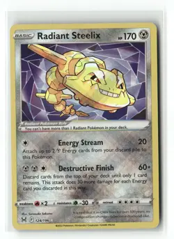 Radiant Steelix 124/196 Radiant Rare Lost Origin Pokemon Holo Near Mint - Image 1