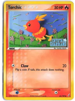 Torchic 65/100 Common Crystal Guardians Pokemon Reverse Holo - Image 1